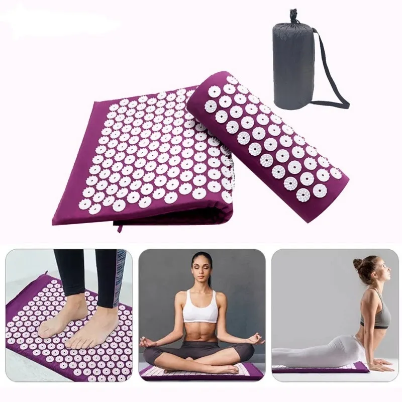 wholesale foot lotus Spike linen mattress Yoga Acupressure Acupuncture Massage mat and Pillow set