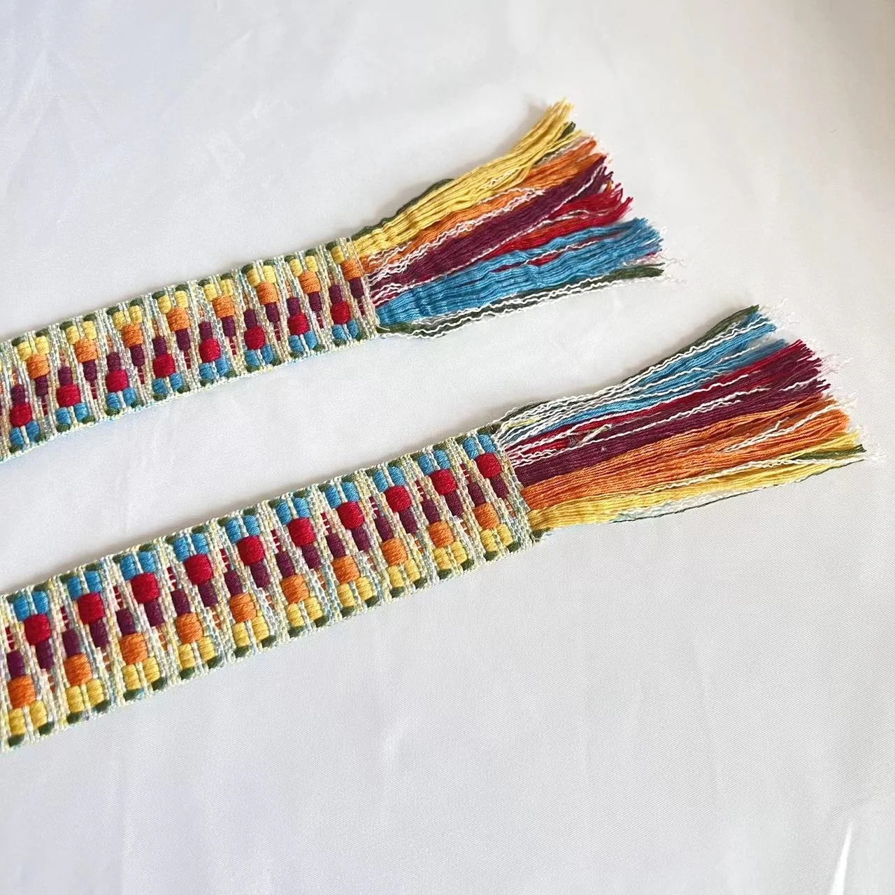 jacquard ribbon belt boho dressing belt with tassel ethnic knitted lace belt nice for jeans and pants