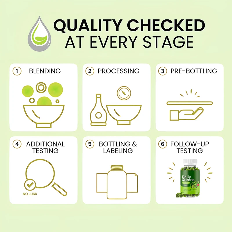 OEM/ODM/OBM Vegan Sugar Free Super Green Gummies Collagen Weight Loss Detox Super Greens Gummies Health Support