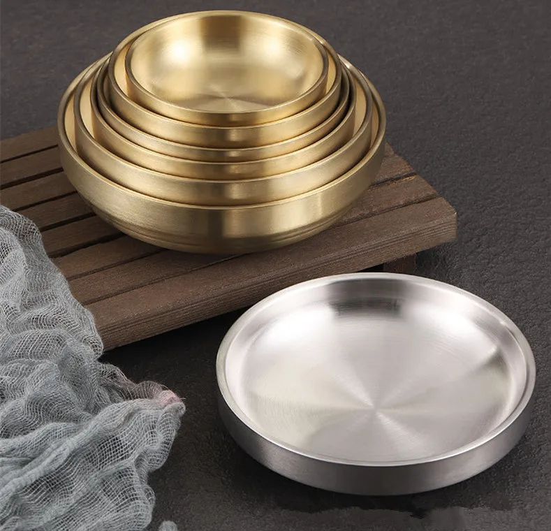 korean 201 304 stainless steel pickles sauce dishes round seasoning dishes