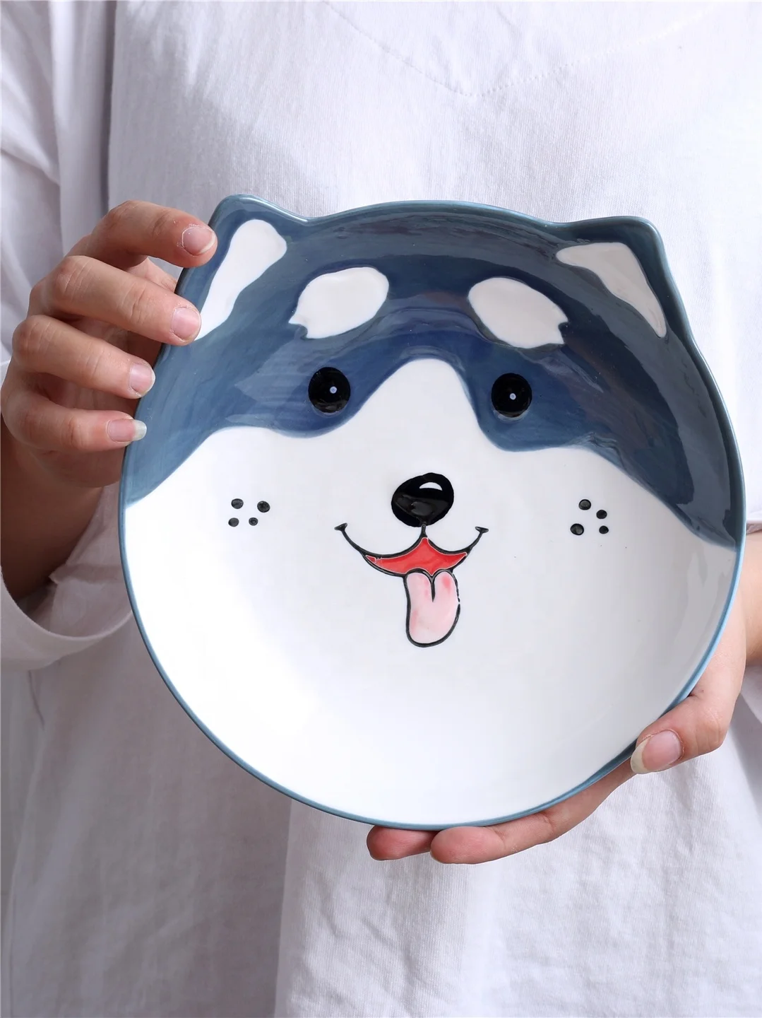 8 дюймов фарфор стильная мультяшная собака мопс тема чаши для фруктов закуски лапша приправы гарниров мороженое красивый дизайн