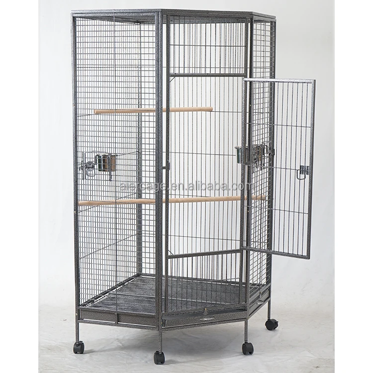 Wholesale Comfortable Bird Pet Cages Black Metal Large Folding Love Birds Cages