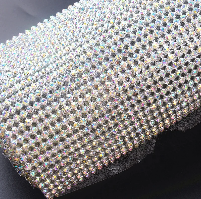 aluminium rhinestone pasted sticker accessories hot fix diamond mesh self adhesive crystal sheet for cars clothing decoration