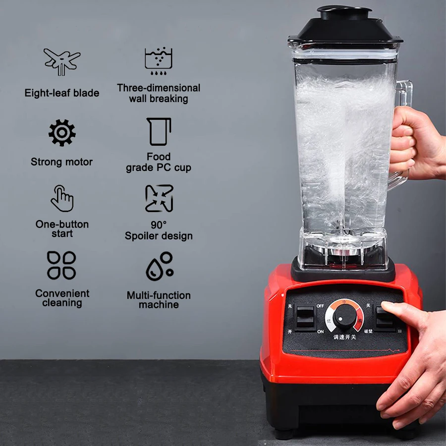 Custom High Performance 2L Large Multi Purpose Commercial Drink Mix Powder Mixer Food Table Blender Machine for Restaurant