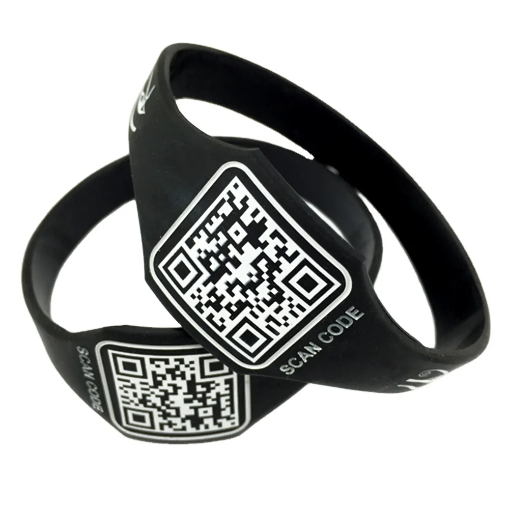 Custom Unique QR Code Silicone Bracelet for Advertising Gift barcode rubber wrist bands