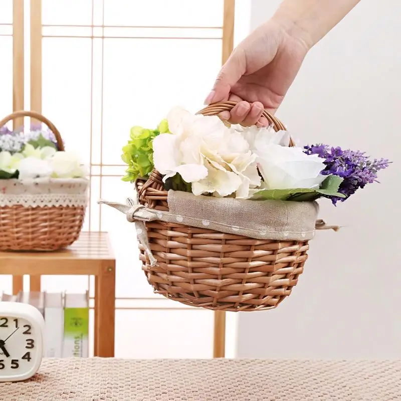 
Factory Wholesale Willow Gift Basket Lined Wicker Baskets for Crafts with handle 