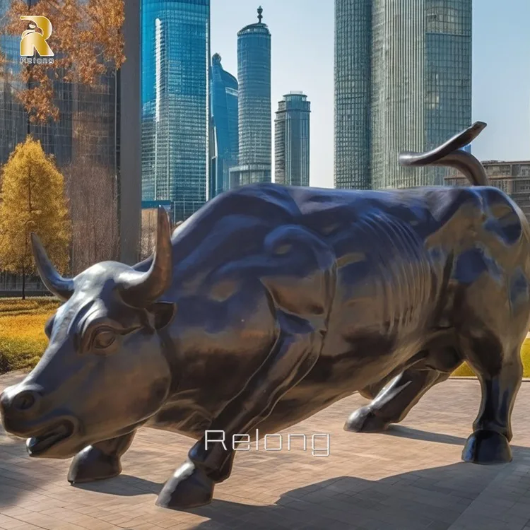 Outdoor City Decoration Life Size Wall Street Metal Animal Sculpture Bronze Bull Statue for Sale
