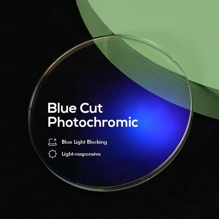 1.61 Photochromic Eyewear Lens Minus Grey Brown Anti Blue Block Light Resin Lens Eyewear Optical Lenses Lentes