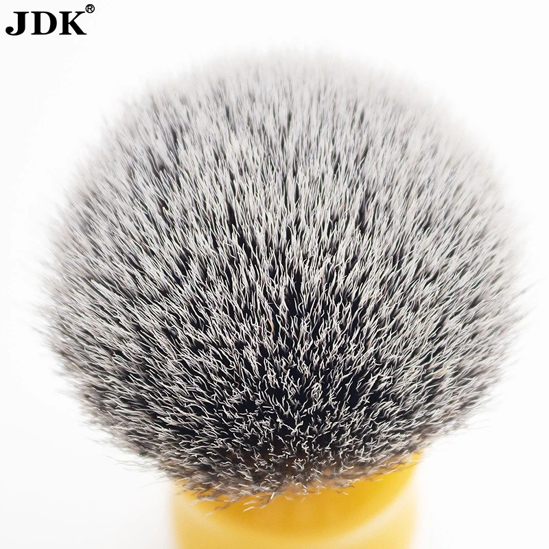 JDK Shaving Brush with Ultra-Soft Synthetic Bristles and Faux Ivory Black Handle to use with Shave Cream for a Perfect Lather