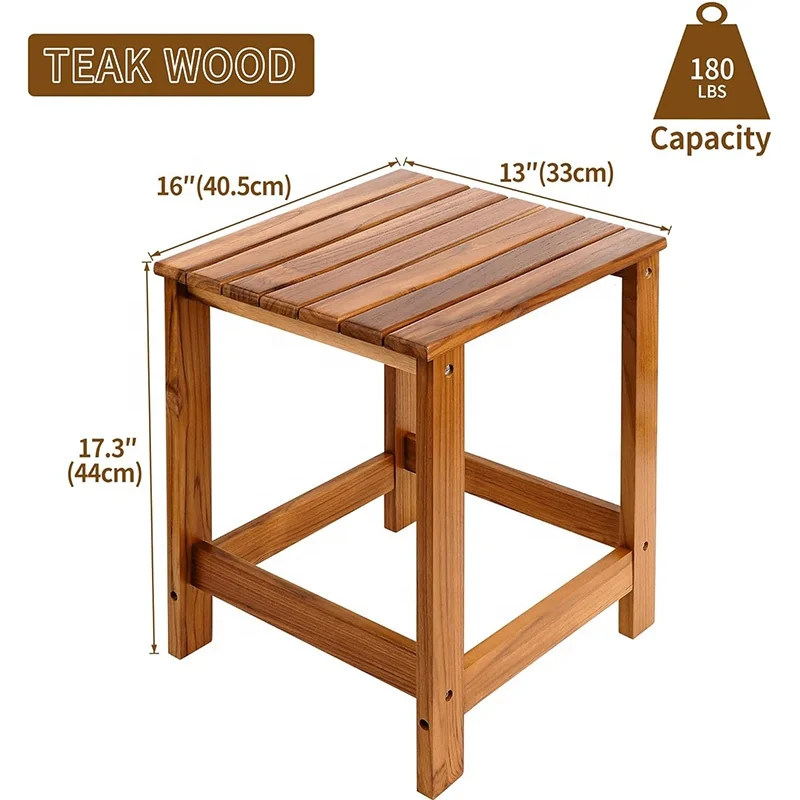 Teak side table with storage rack Outdoor table terrace swimming pool balcony sofa side table