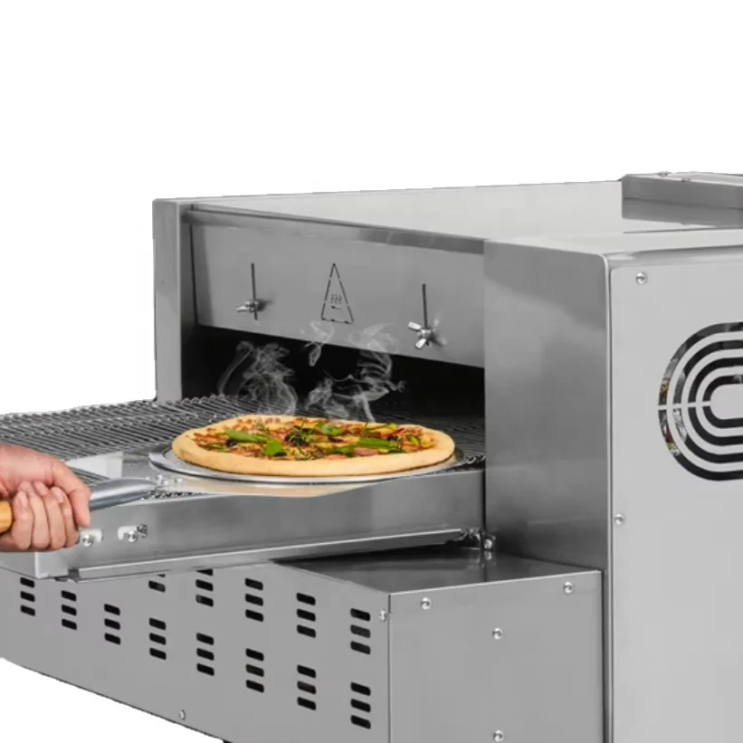 Commercial Fast food restaurants  kitchen larger conveyor belt pizza oven, automatic toasters pizza ovens