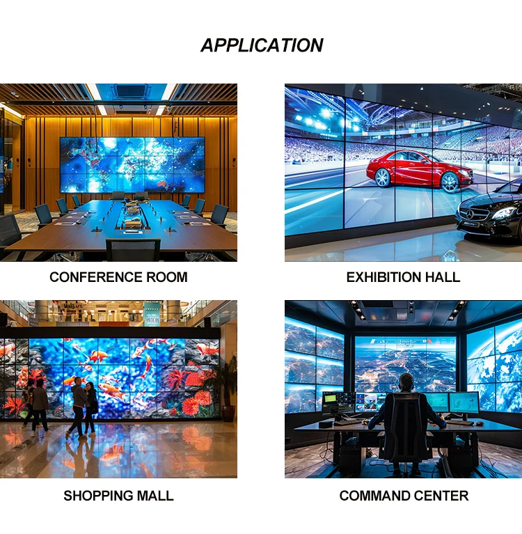 0.88 1.88 3.5mm Indoor video wall monitor advertising display narrow bezel 4K 2x2 panels mulit splicing screens Lcd Video Wall