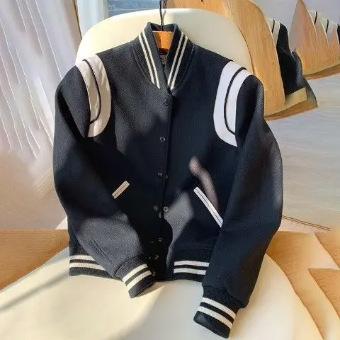 2023 Fashion Baseball Fall Jackets For Women Patchwork Crop Top Jackets Coats Red Varsity Bomber Jacket women