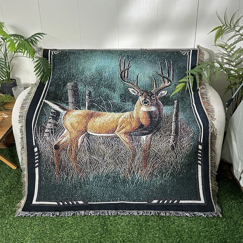 Animal series jacquard woven blankets wholesale High Quality Gobelin Tapestry blankets woven custom