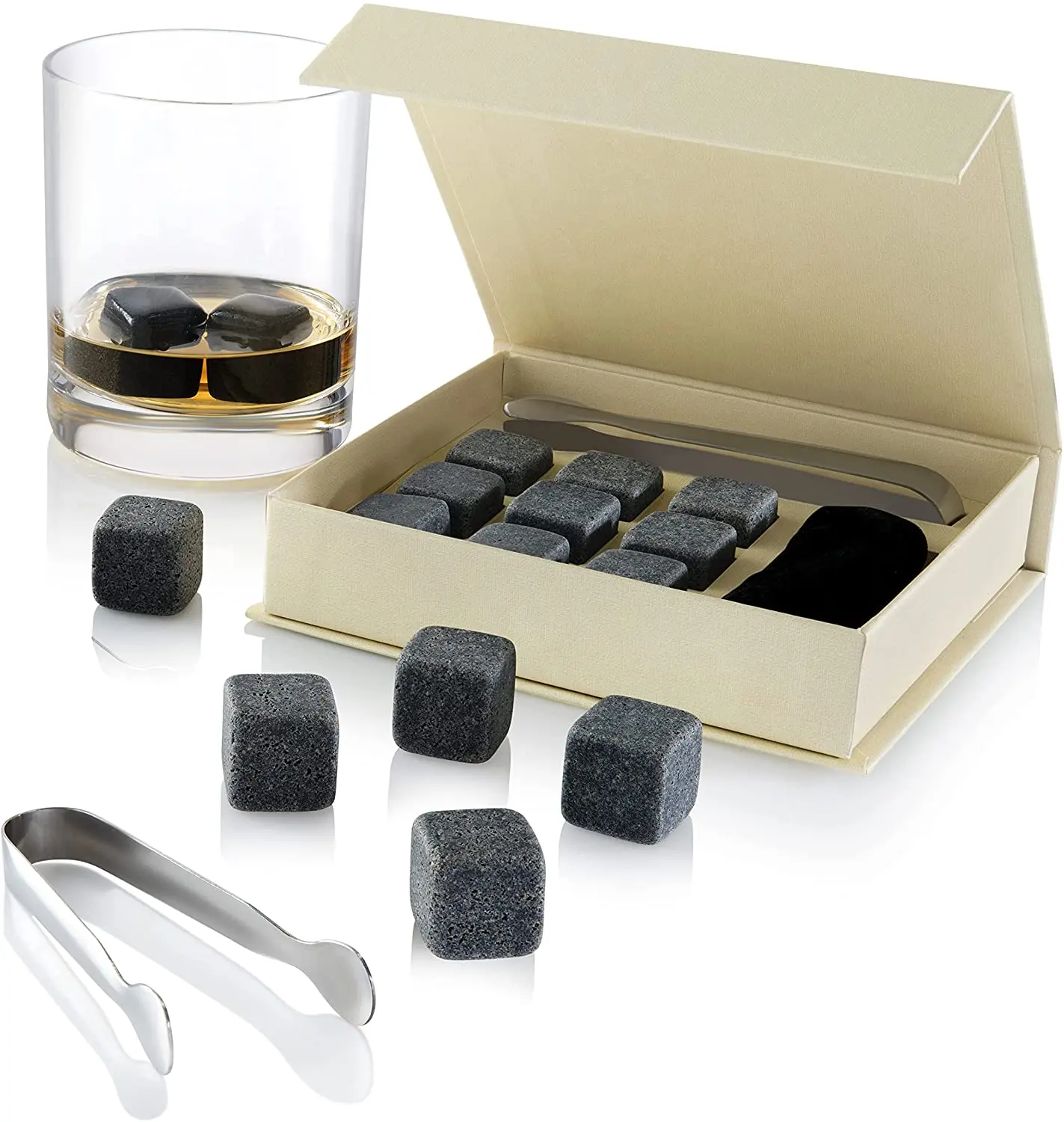 Set of 9 Grey Beverage Chilling Stones Whiskey Stones for Whiskey and Other Beverages