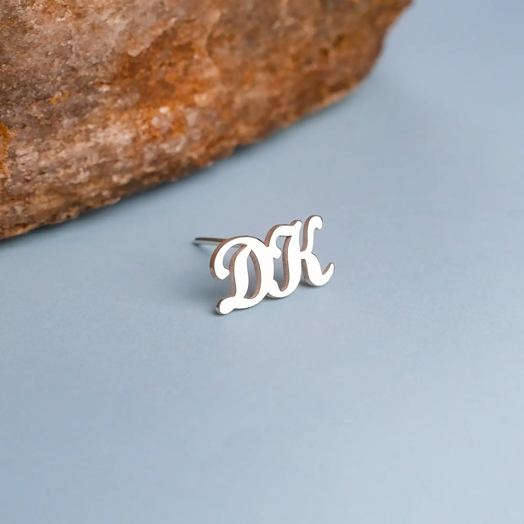 Lateefah OEM Luxury Custom Letter Men initial wedding Cufflinks Stainless Steel name groomsmen cufflinks for men