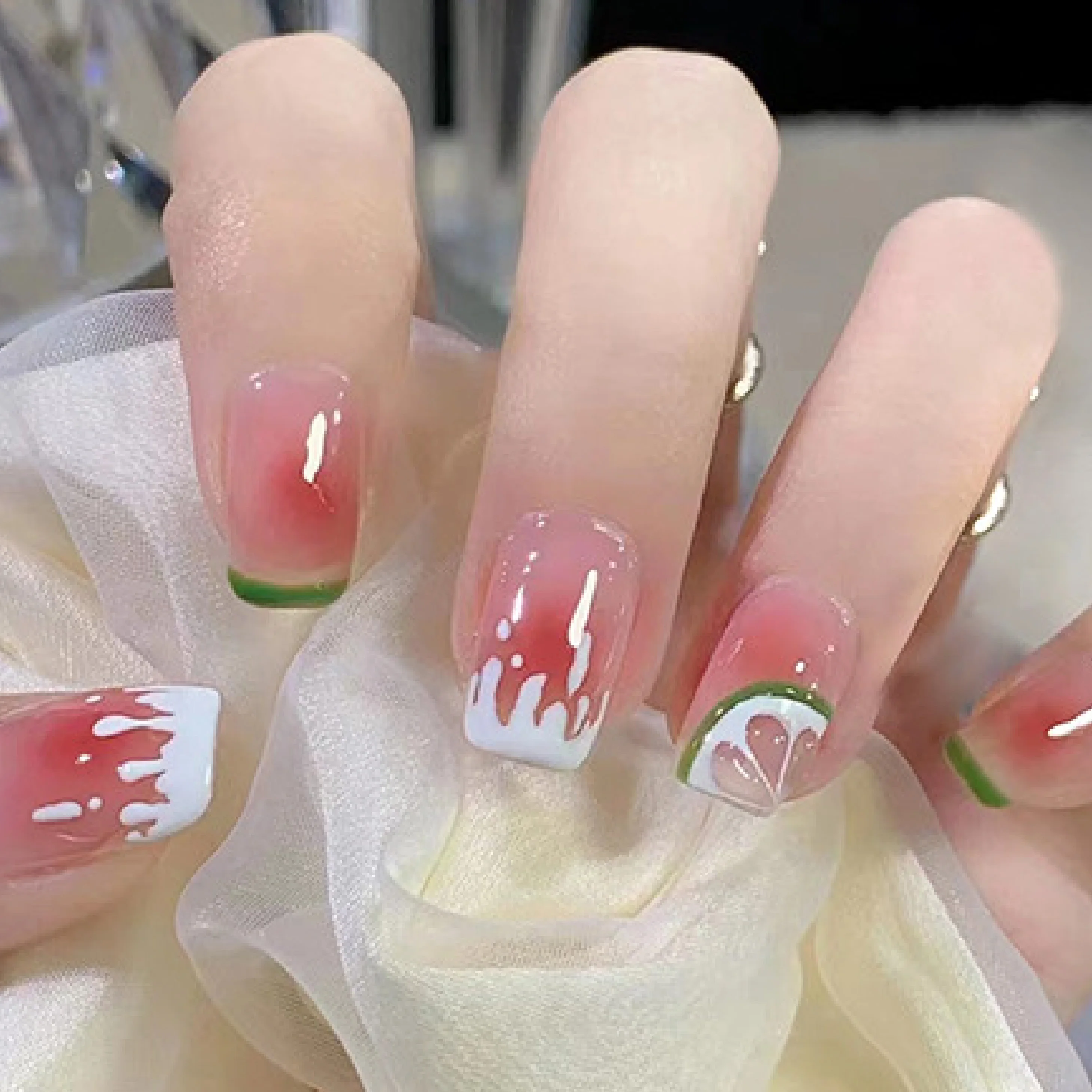 Gradient purple coffin false artificial nails set press on nails designs xl press on nails