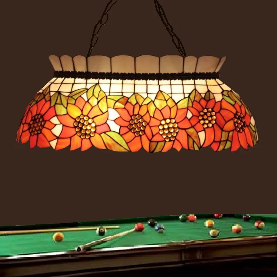 2022 High Quality Custom Design Pool Table Lamp Stained Glass Island Pendant Chandelier Lamparas Tiffany Billiard Lights