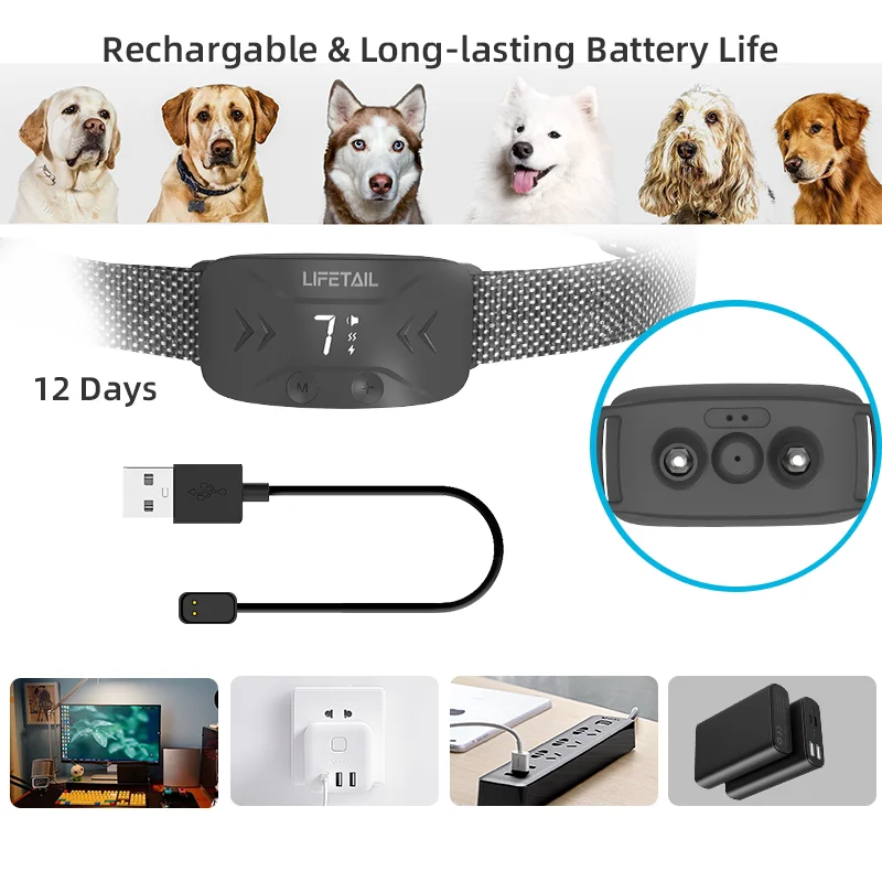 newest Vibration shocker training collar with Wireless Charging dog training collar smart  Anti Bark collar