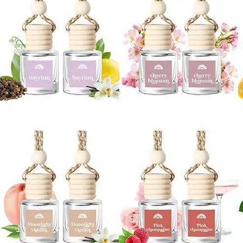 8ml/pcs Car Perfume Glass Bottle Car Perfume Hanging Wooden Aromatherapy Hanging Creative Jewelry Super Strong Long Lasting