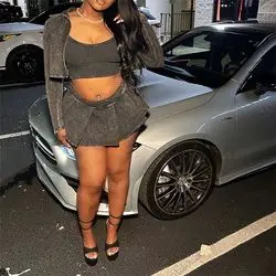 3 Pieces Set Women Sexy  Long Sleeve Washed Shirts And Mini Skirts And Tank Top  Spring Autumn Outfits