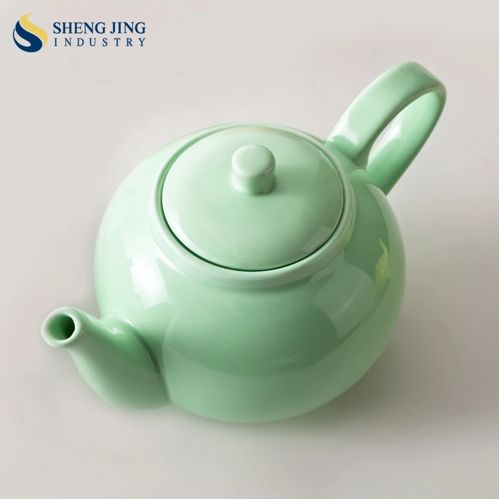 Shengjing Customize Logo 450ml 850ml Color Ceramic Teapot Elegance Hot Milk Teapot Porcelain Coffee Tea Pot for Restaurant