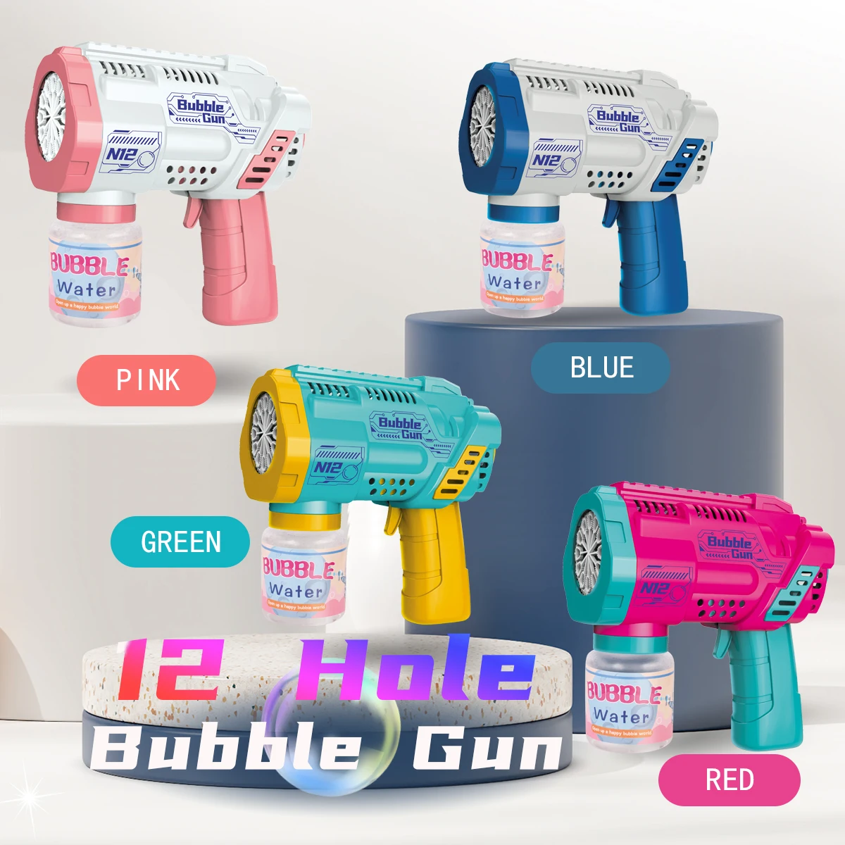 Wholesale Electric Starfish Battery Custom Bubble Blower Machine Children Seastar Led Light Up Toys Bubble Shooting Gun For Kids