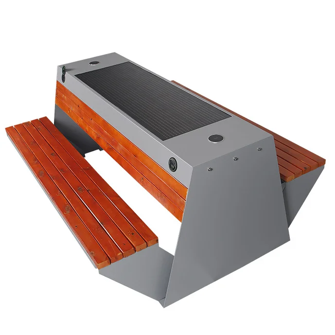 Solar Garden Bench Charger Wifi Bluetooth Audio Modern Smart Charging Bench Outdoor Solar Bench