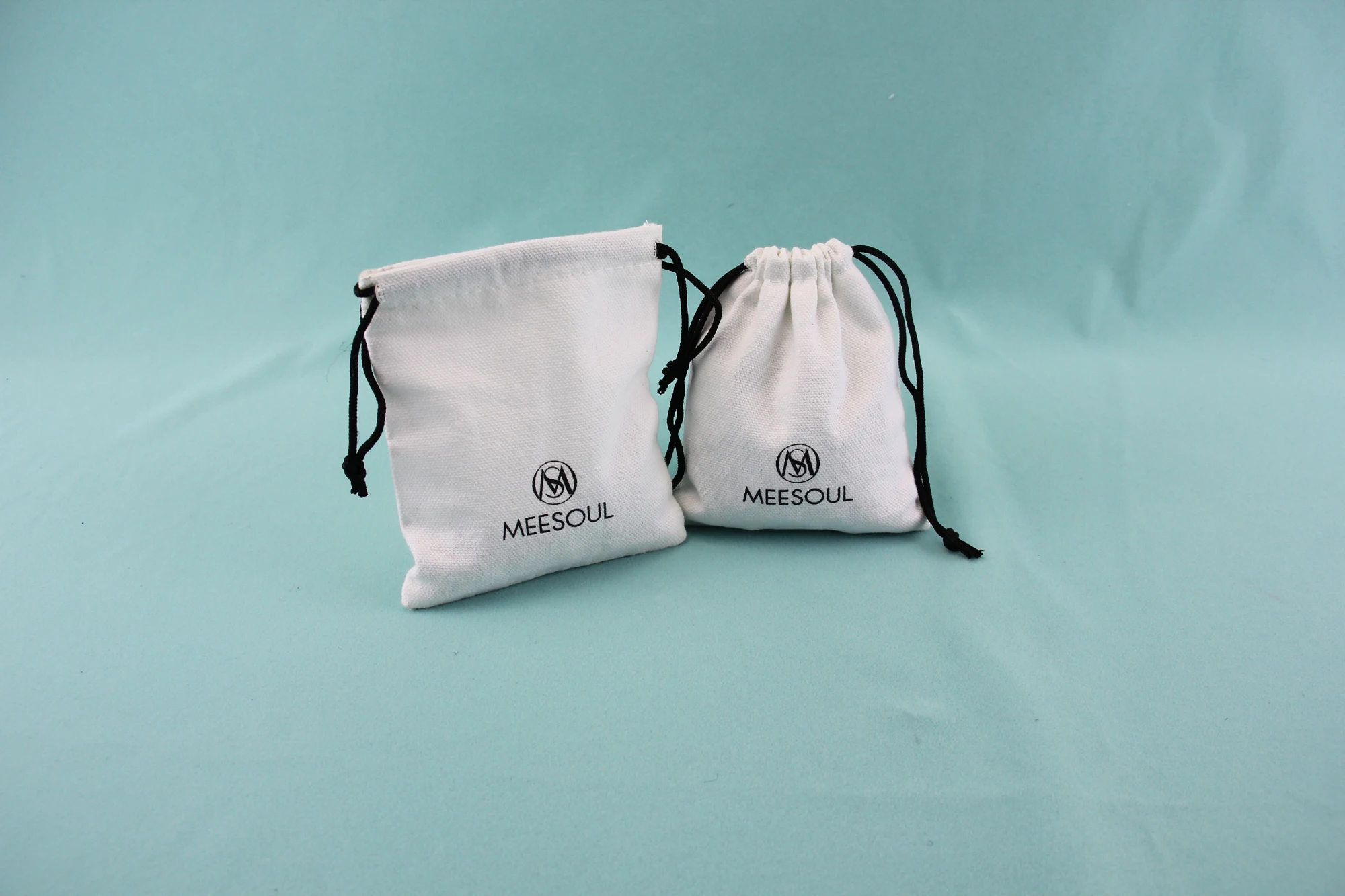 Custom White Canvas Drawstring Pouches Cover Cotton Bags Jewelry Party for Dust Gifts