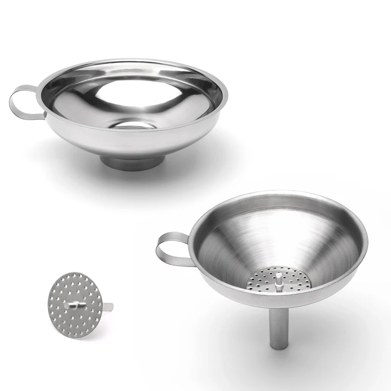 Kitchen Gadgets 4 Inch Stainless Steel Funnel Filter Large Diameter  Jam Liquid Funnel
