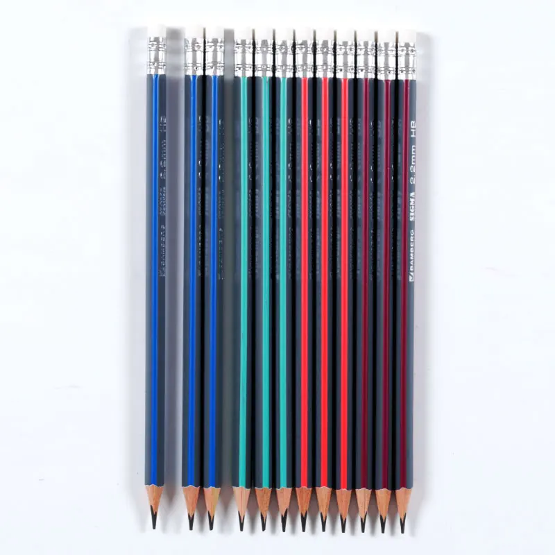 Cheap Sharpened Eraser Top Black Pencil with Company Logo Hexagonal #2 Wooden HB Pencil in Bulk