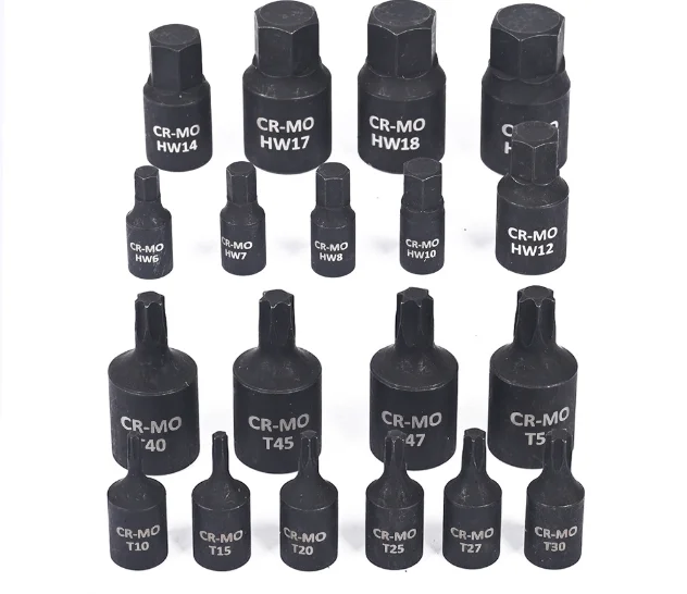 10-Piece Pneumatic One-Piece Socket Celluloid Molybdenum Steel Screwdriver Batch Head Flower-Shaped Tool Wind-Powered Bottom
