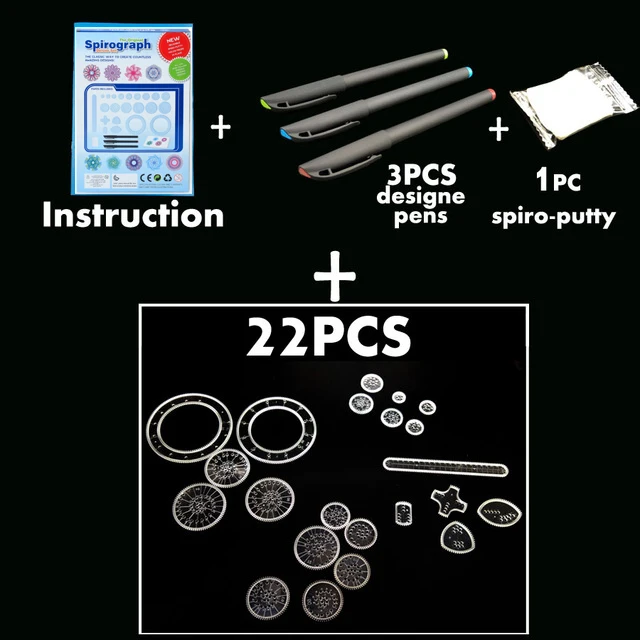 2023 Deluxe Spirograph Set Unisex Design Tin Interlocking Gears Wheels Educational Drawing New Spiral Flower Shape Paper Plastic