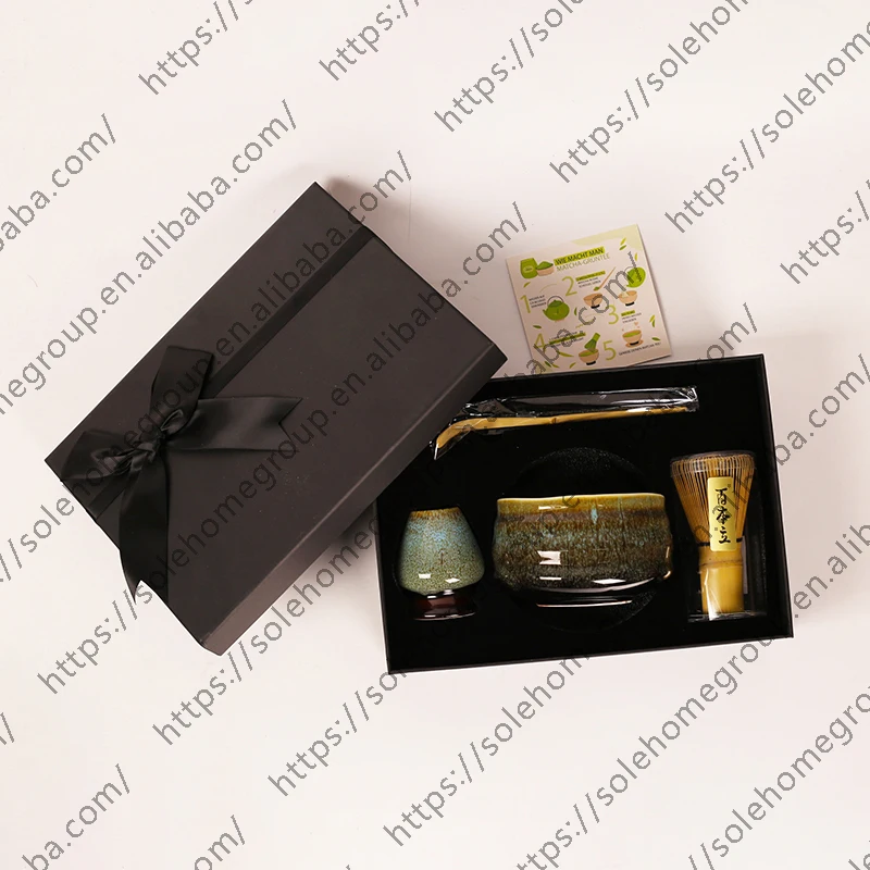 customized 4 color bamboo whisk set including whisk&holder&bowl&scoop matcha whisk gift case