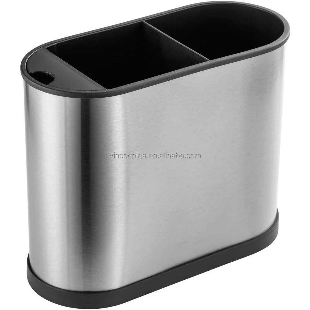 3 Compartment Sink Storage Caddy Stainless Steel Kitchen Utensil Holder Cutlery Drainer Holder Drying Rack Organizer