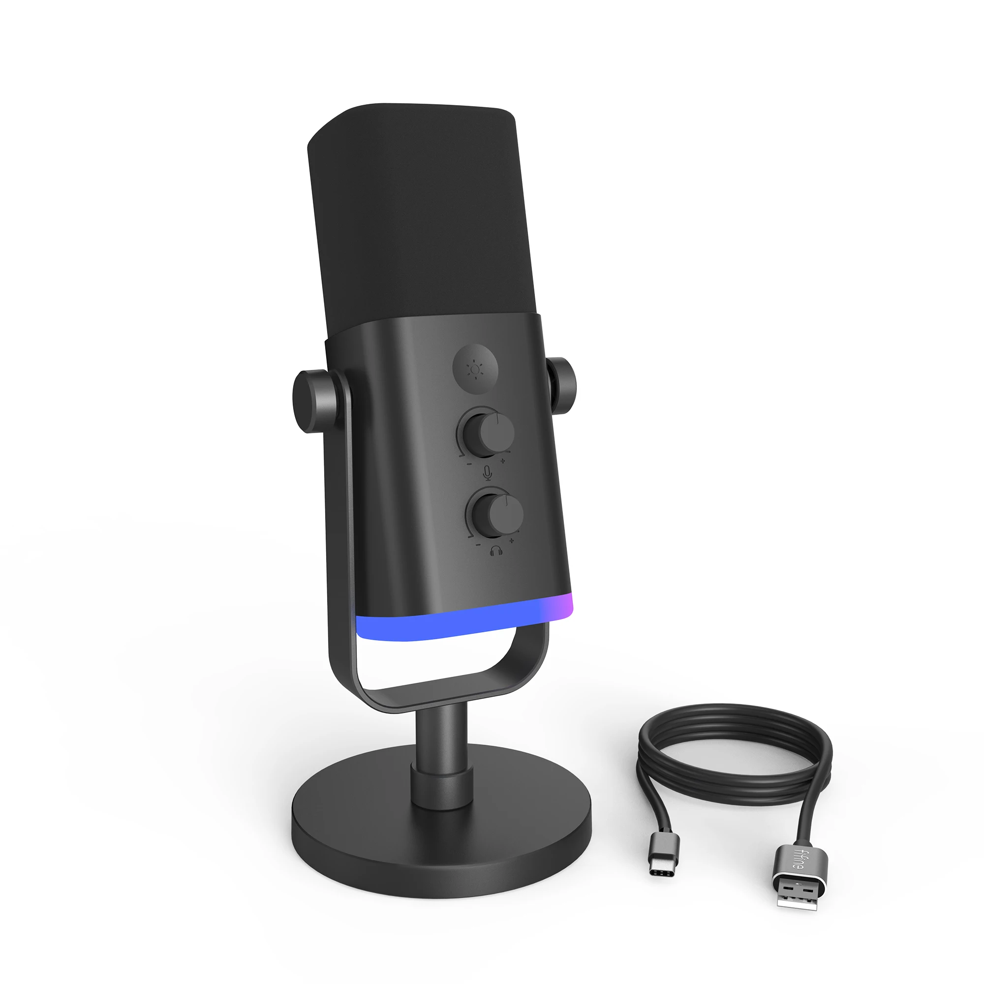 Fifine AM8 XLR Dynamic Microphone Usb Gaming Mic Desktop Recording Microphone RGB Gaming Microphone