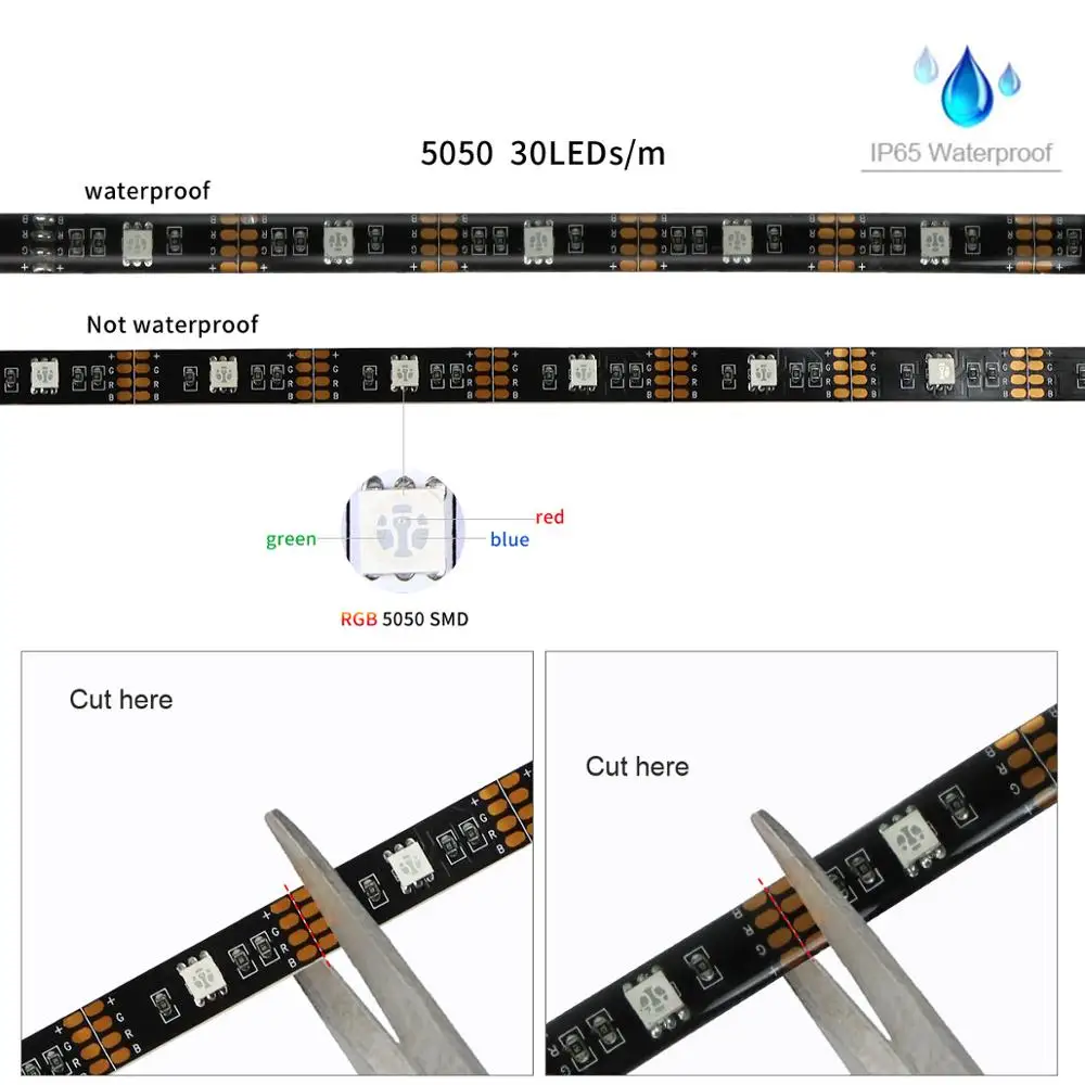 2 м USB 5 В SMD5050 30 светодиодов/м RGB ТВ подсветка светодиодная лента с беспроводным музыкальным пультом дистанционного управления