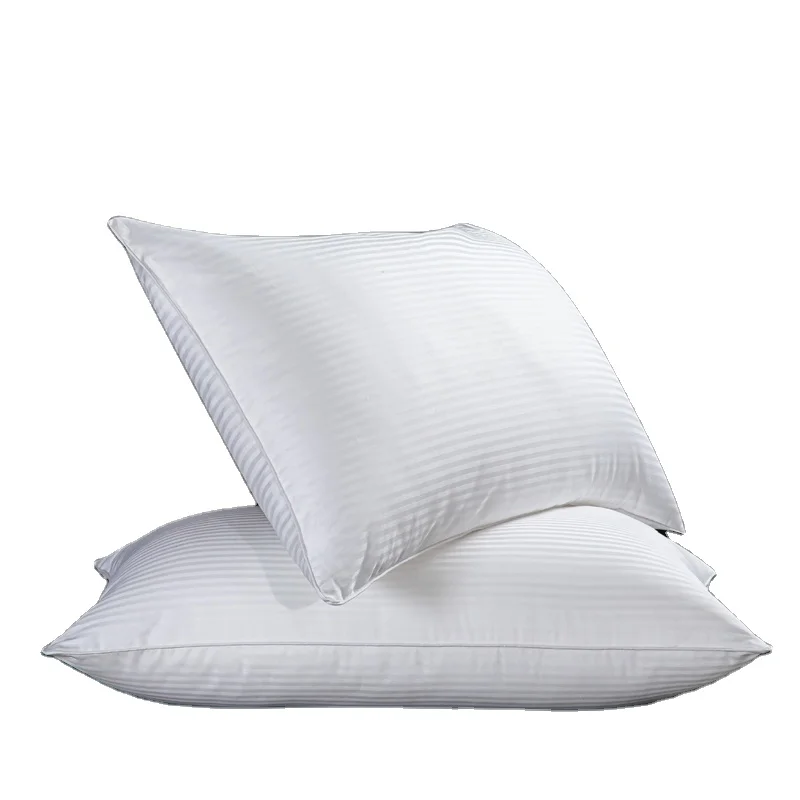 Ulen Customized Luxury Hotel Neck Pillow 100% Cotton 1cm Stripe Sateen Solid Pattern Folded Design High Quality Alternative