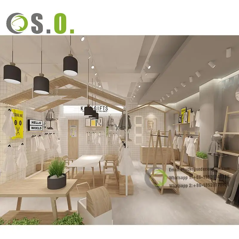 Kids Clothing Store Interior Design Fashion Display Rack Baby Shop Design, Retail Children Clothing Store Furniture
