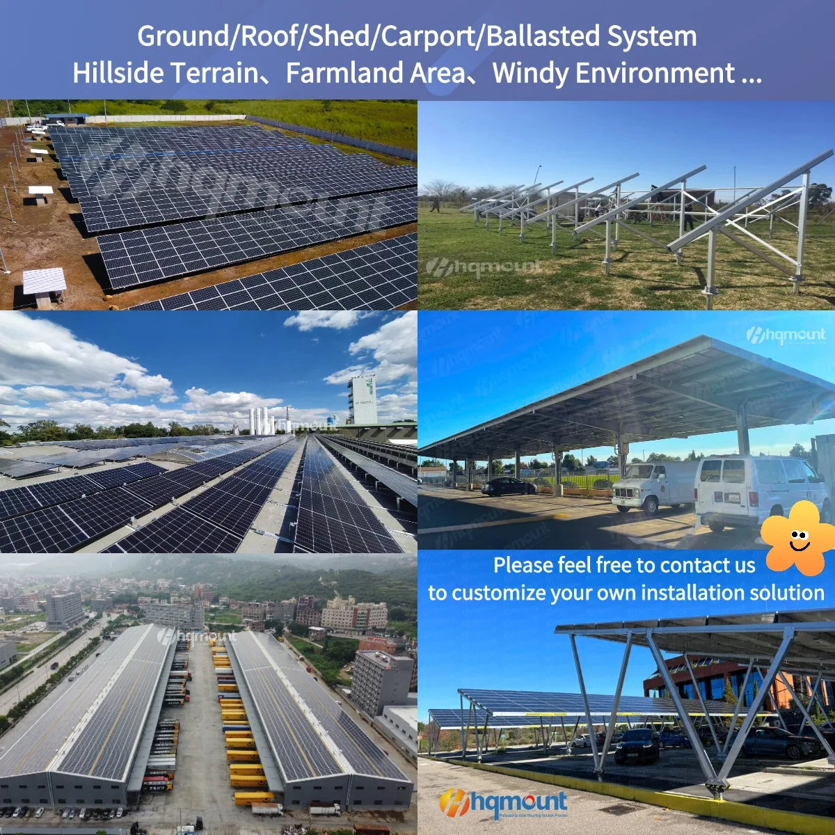 HQ MOUNT new solution PV garages bracket easy drain waterproof solar carport structural aluminium photovoltaic carport