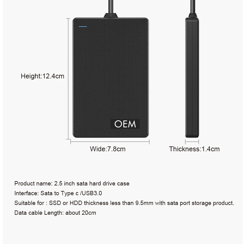 wholesale custom logo 2.5 hdd enclosure usb 3.0 external hard drive case