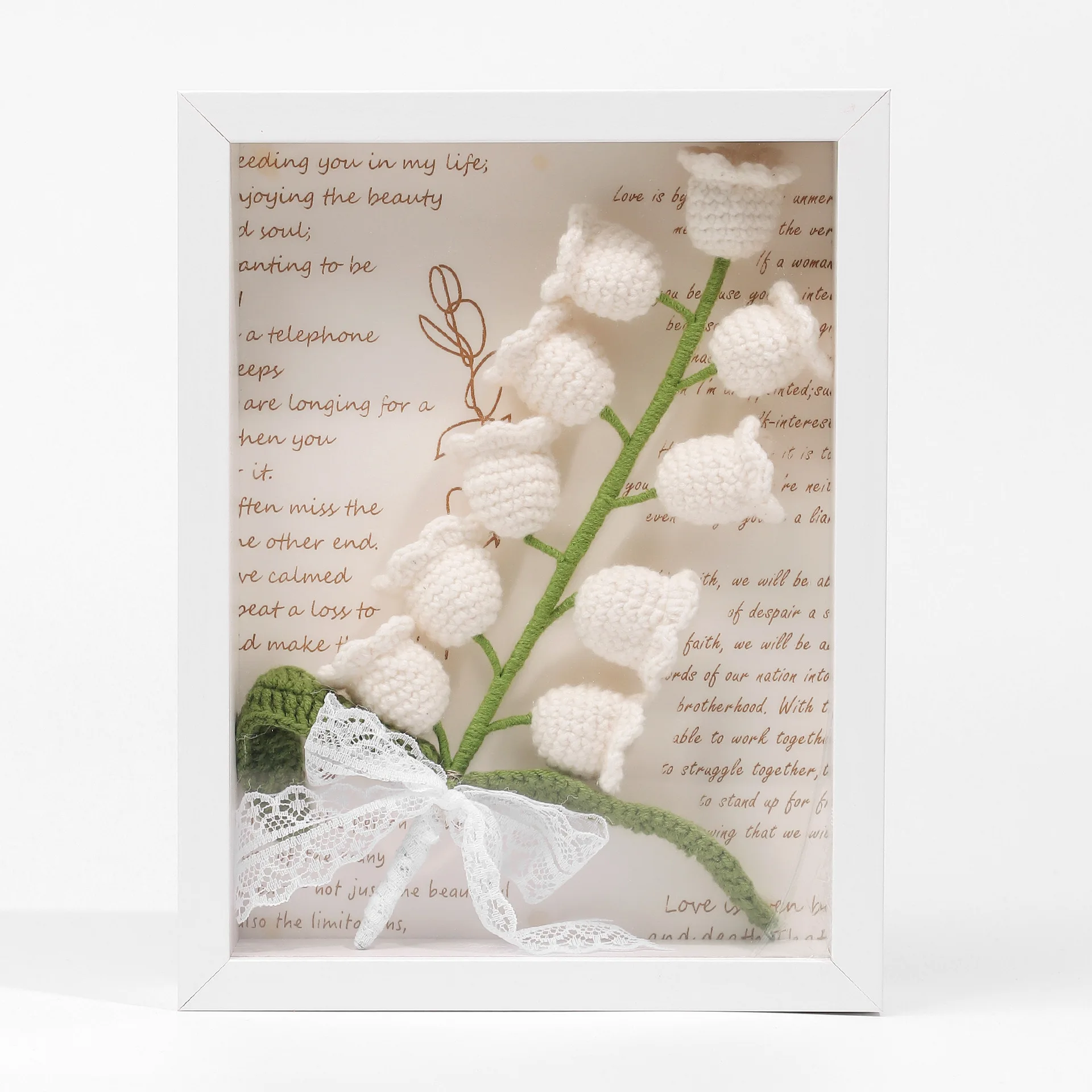 Crochet Flower Bouquets Photo Frame Hand-Knitted Yarns Birthday Wedding Gift Home Decor Desktop Ornament