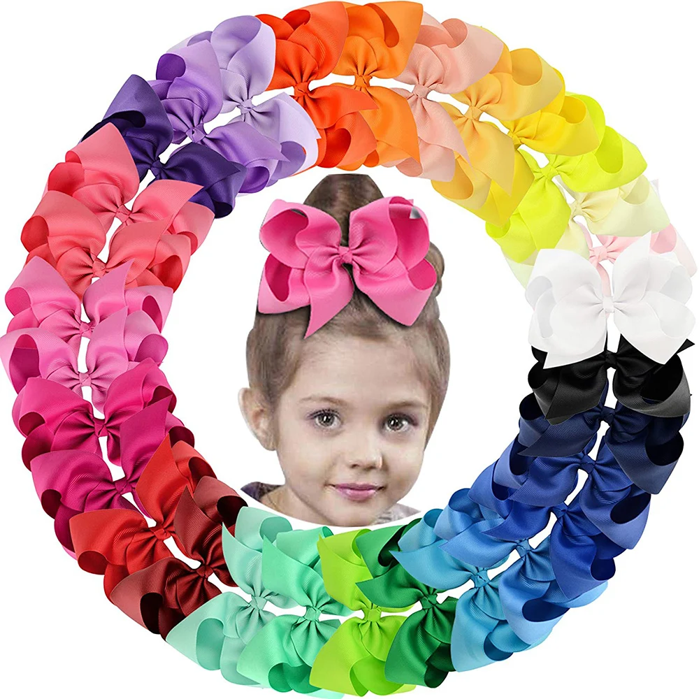 China Top Factory 6 inch Large JoJo Siwa Hair Bow for Girl Cheap Hair Clip Wholesale Hair Accessories for Kid Handmade 100%