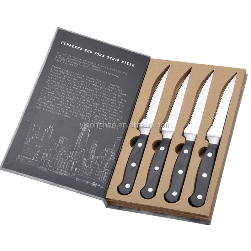 4 pieces Stainless steel kitchen knives steak knife set with gift box