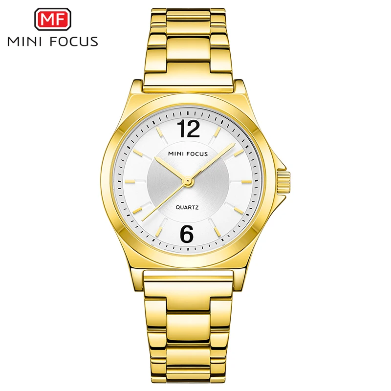 MINI FOCUS 0308L Women Simple  Watches Luxury  Rose Gold Stainless Steel Quartz Watch Woman Ladies Fashion Waterproof Wristwatch