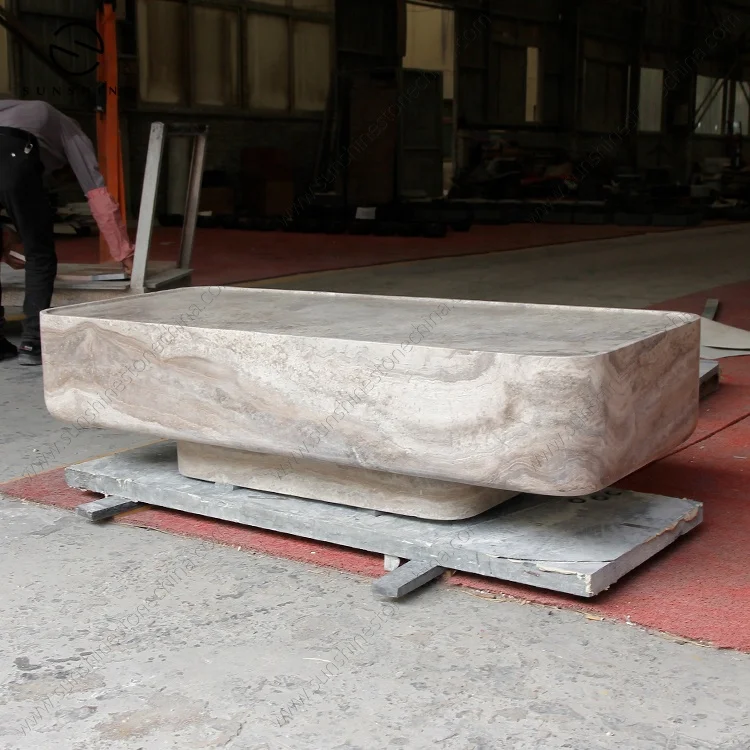 Custom Drop Shipping Furniture Factory Price Living Room Big Centre Grey Marble Plinth Travertine Coffee Table Natural