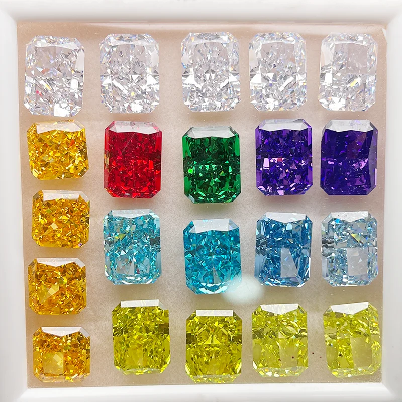 Crushed Ice Cut Cubic Zirconia Loose Octagon Square Cut CZ Beautiful Fancy Color High Carbon Diamond