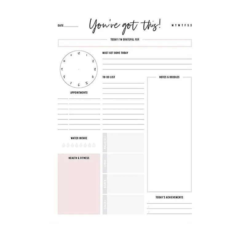 Custom Printed Tear Off A6 Daily Planner Budget Insert Daily Notepad Business Conference Stationery Notepad Writing Paper Note