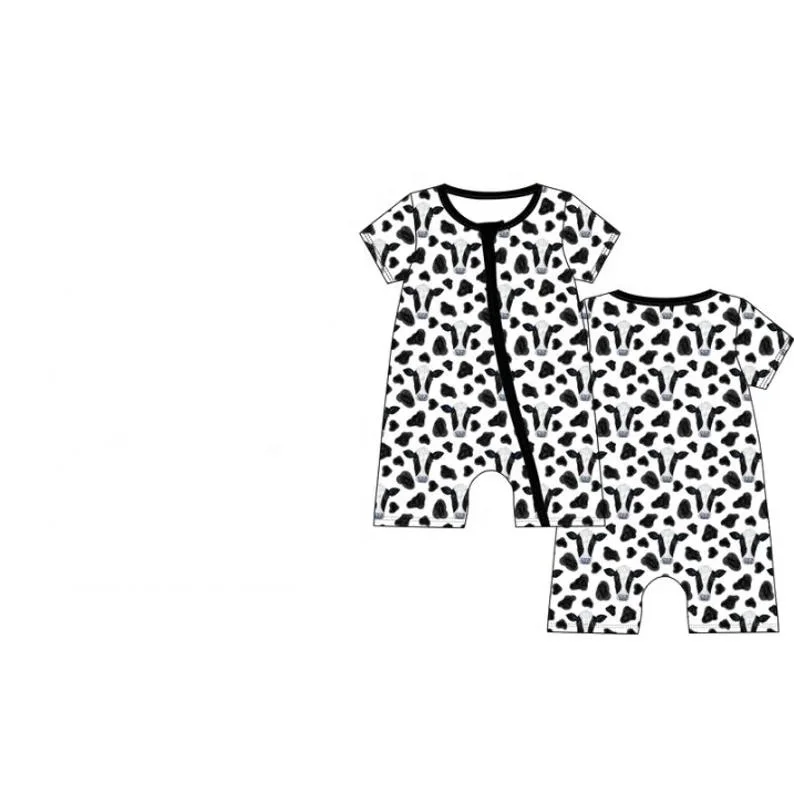 Comfortable baby jumpsuit children bamboo fiber tiger print zipper game suit breathable romper for newborns