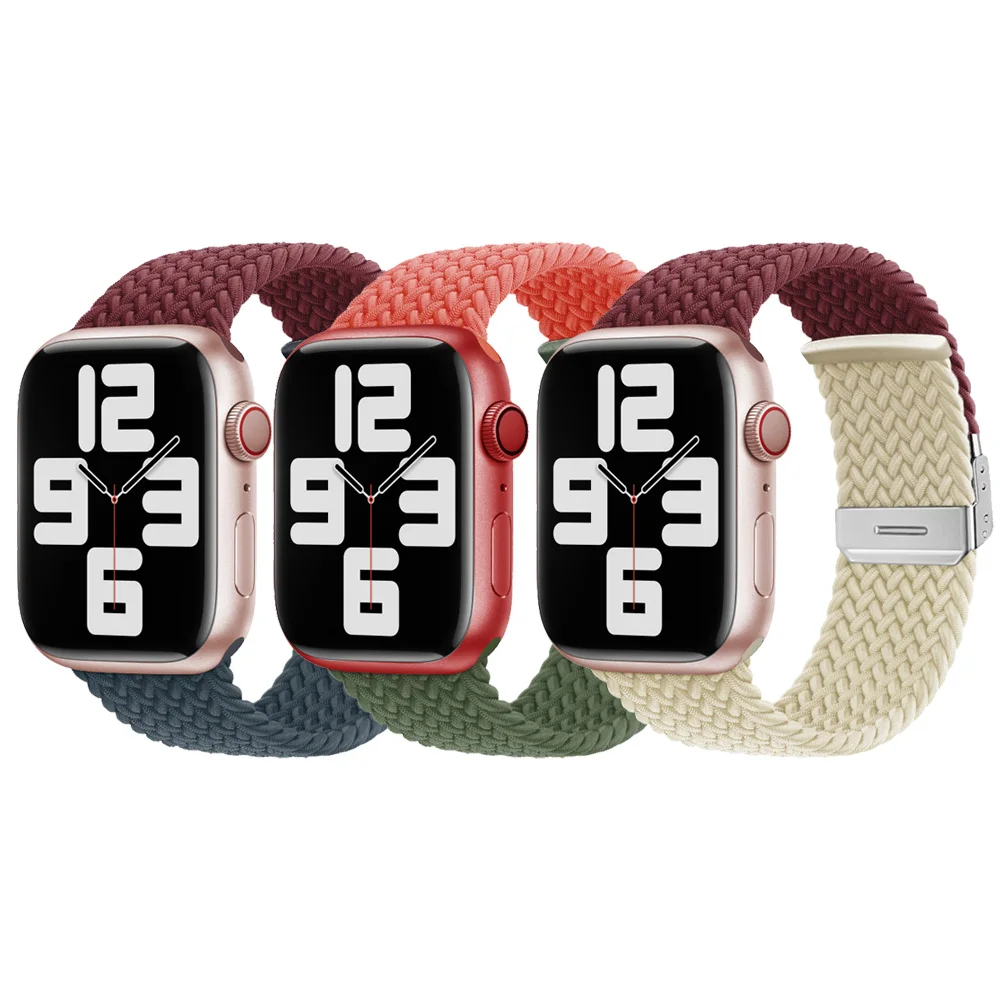 Nylon Girls Watch Woven Cloth Strap Scrunchie Braided  Watch Band 38 40 41 42 44 45 49 Mm For Apple Iwatch 3 4 5 6 7 8 Ultra